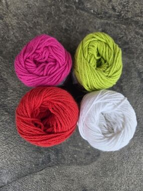 Sugar 'N Cream Vibrant Multi-Color Yarn 4 Pack — Pink, Lime, Red & White